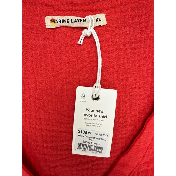 NWT Marine Layer Willow Doublecloth Midi Dress in Red Size XL - Picture 6 of 10